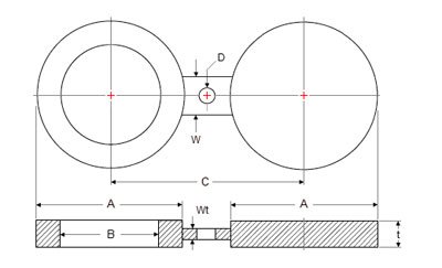Dimensions of ANSI/ASME B16.48 Spectacle Blind Flanges