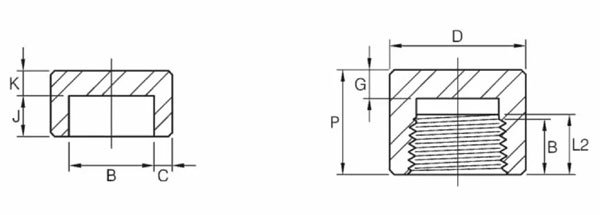 Dimensions of ASME B16.11 Forged Cap